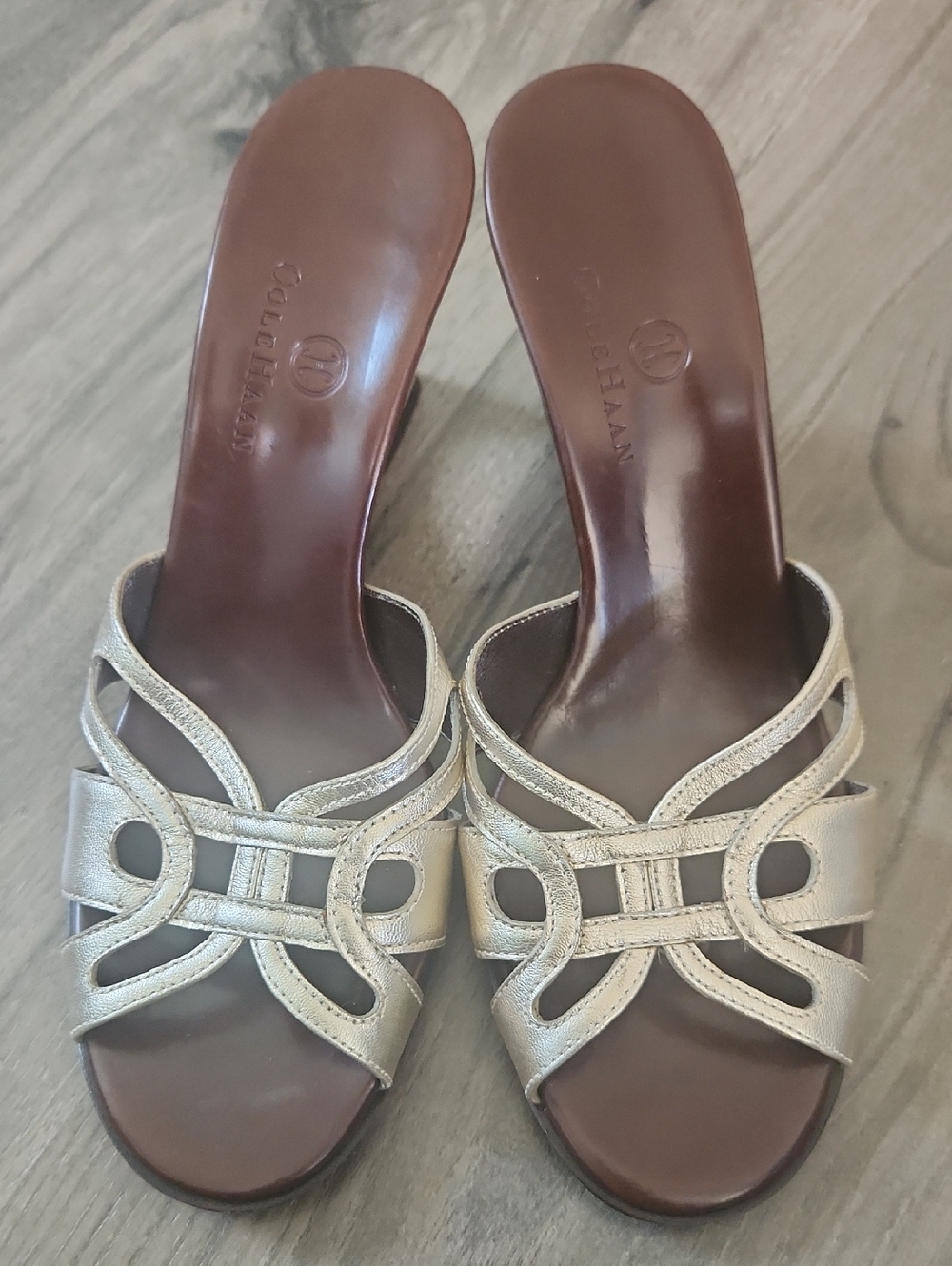 Cole Haan Light Golf Leather Slide Wedge Heels